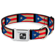 Dog Bone Seatbelt Buckle Collar - Puerto Rico Flag Weathered