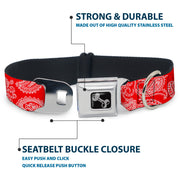 Dog Bone Seatbelt Buckle Collar - Paisley Red/White