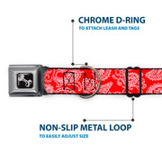 Dog Bone Seatbelt Buckle Collar - Paisley Red/White