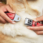 Dog Bone Seatbelt Buckle Collar - Paisley Red/White