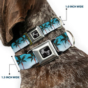 Dog Bone Seatbelt Buckle Collar - Palm Tree Skyline