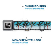 Dog Bone Seatbelt Buckle Collar - Palm Tree Skyline