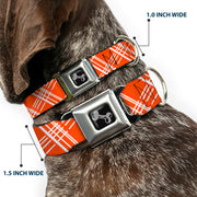 Dog Bone Seatbelt Buckle Collar - Plaid X4 Oranges/White