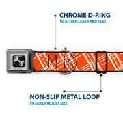 Dog Bone Seatbelt Buckle Collar - Plaid X4 Oranges/White