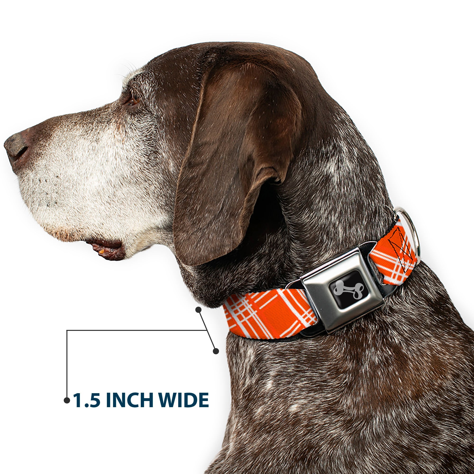 Dog Bone Seatbelt Buckle Collar - Plaid X4 Oranges/White