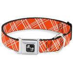 Dog Bone Seatbelt Buckle Collar - Plaid X4 Oranges/White