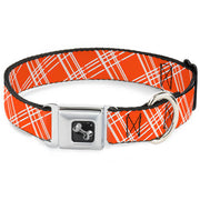 Dog Bone Seatbelt Buckle Collar - Plaid X4 Oranges/White