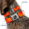 Load image into Gallery viewer, Dog Bone Black/Silver Seatbelt Buckle Collar - Plaid X4 Fluorescent Oranges/Pinks/Yellow
