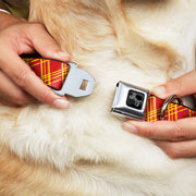 Dog Bone Black/Silver Seatbelt Buckle Collar - Plaid X4 Fluorescent Oranges/Pinks/Yellow