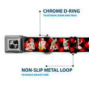 Dog Bone Seatbelt Buckle Collar - Pin Up Girl Poses Buffalo Plaid Blocks Black/Red