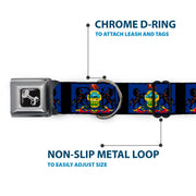 Dog Bone Seatbelt Buckle Collar - Pennsylvania Flags/Black