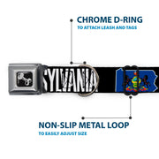 Dog Bone Seatbelt Buckle Collar - Pennsylvania Flag Silhouette WELCOME TO PENNSYLVANIA