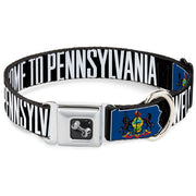 Dog Bone Seatbelt Buckle Collar - Pennsylvania Flag Silhouette WELCOME TO PENNSYLVANIA