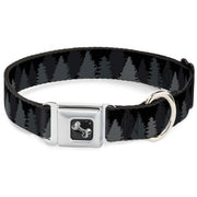 Dog Bone Seatbelt Buckle Collar - Pine Tree Silhouettes Black/Grays