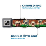 Dog Bone Seatbelt Buckle Collar - Pug Puppies/Paw Prints Browns/Greens