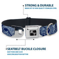 Load image into Gallery viewer, Dog Bone Seatbelt Buckle Collar - Paisley Blue/White

