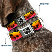 Dog Bone Seatbelt Buckle Collar - Palm Trees Sunset Fade/Black