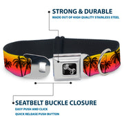 Dog Bone Seatbelt Buckle Collar - Palm Trees Sunset Fade/Black