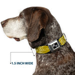 Dog Bone Seatbelt Buckle Collar - Pinwheel Star Olive Green/Beige