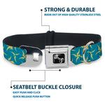 Dog Bone Seatbelt Buckle Collar - Pinwheel Plumes Beige/Turquoise