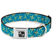 Dog Bone Seatbelt Buckle Collar - Pinwheel Plumes Beige/Turquoise