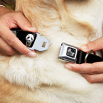 Dog Bone Seatbelt Buckle Collar - Panda w/Gold Chain Black