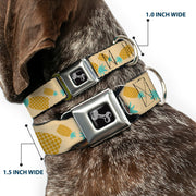 Dog Bone Seatbelt Buckle Collar - Pineapples Rotating Tan