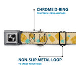 Dog Bone Seatbelt Buckle Collar - Pineapples Rotating Tan