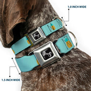 Dog Bone Seatbelt Buckle Collar - Pineapple Repeat Aqua Blue