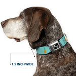Dog Bone Seatbelt Buckle Collar - Pineapple Repeat Aqua Blue