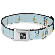 Dog Bone Seatbelt Buckle Collar - Pineapple Repeat Aqua Blue