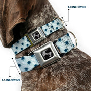 Dog Bone Seatbelt Buckle Collar - Palm Trees & Waves Monogram Blues/White