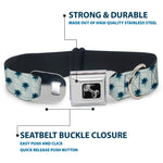 Dog Bone Seatbelt Buckle Collar - Palm Trees & Waves Monogram Blues/White