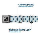 Dog Bone Seatbelt Buckle Collar - Palm Trees & Waves Monogram Blues/White
