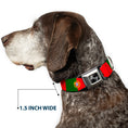 Load image into Gallery viewer, Dog Bone Black/Silver Seatbelt Buckle Collar - Portugal Flag Green/Red
