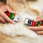 Dog Bone Black/Silver Seatbelt Buckle Collar - Portugal Flag Green/Red
