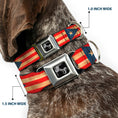 Load image into Gallery viewer, Dog Bone Black/Silver Seatbelt Buckle Collar - Puerto Rico Flag Continuous Vintage
