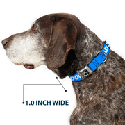 Dog Bone Black/Silver Seatbelt Buckle Collar - Pet Quote ADOPT DON'T SHOP Blue/White