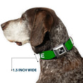 Load image into Gallery viewer, Dog Bone Black/Silver Seatbelt Buckle Collar - Pet Quote ADOPT ME Green/White
