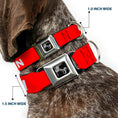 Load image into Gallery viewer, Dog Bone Black/Silver Seatbelt Buckle Collar - Pet Quote CAUTION Red/White
