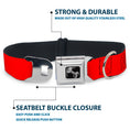 Load image into Gallery viewer, Dog Bone Black/Silver Seatbelt Buckle Collar - Pet Quote CAUTION Red/White
