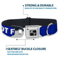 Load image into Gallery viewer, Dog Bone Black/Silver Seatbelt Buckle Collar - Pet Quote DO NOT FEED Navy/White
