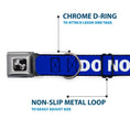 Load image into Gallery viewer, Dog Bone Black/Silver Seatbelt Buckle Collar - Pet Quote DO NOT FEED Navy/White

