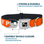 Dog Bone Black/Silver Seatbelt Buckle Collar - Pet Quote DO NOT PET Orange/White