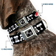 Dog Bone Seatbelt Buckle Collar - Steaks w/MEAT Text