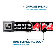 Dog Bone Seatbelt Buckle Collar - Steaks w/T-BONE Text
