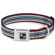 Dog Bone Seatbelt Buckle Collar - Stripes Red/Blues/White