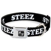 Dog Bone Seatbelt Buckle Collar - STEEZ Black/White