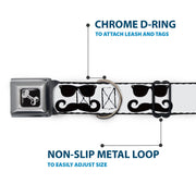 Dog Bone Seatbelt Buckle Collar - Sunglasses & Mustache White/Black