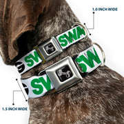 Dog Bone Seatbelt Buckle Collar - SWAGG White/Black/Green